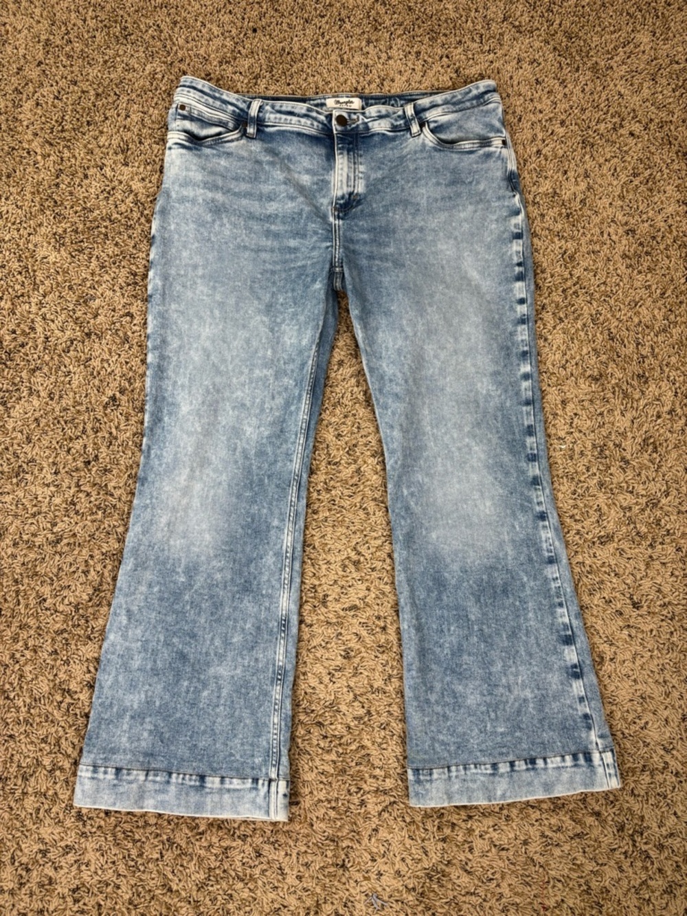 Wrangler Retro Jeans Womens 35 Mid Rise Trouser in Acid Wash Blue